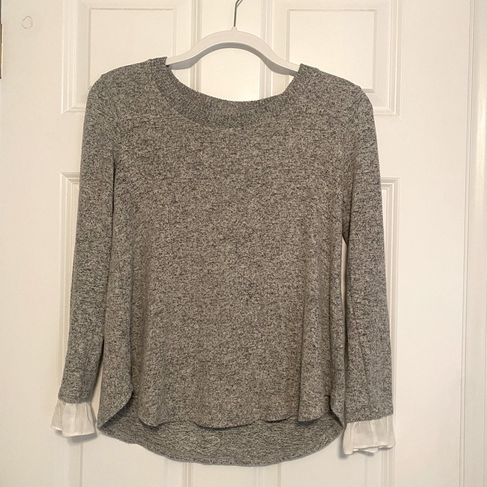 Freeloaded Sweater With White Chiffon Ruffle Cuffs